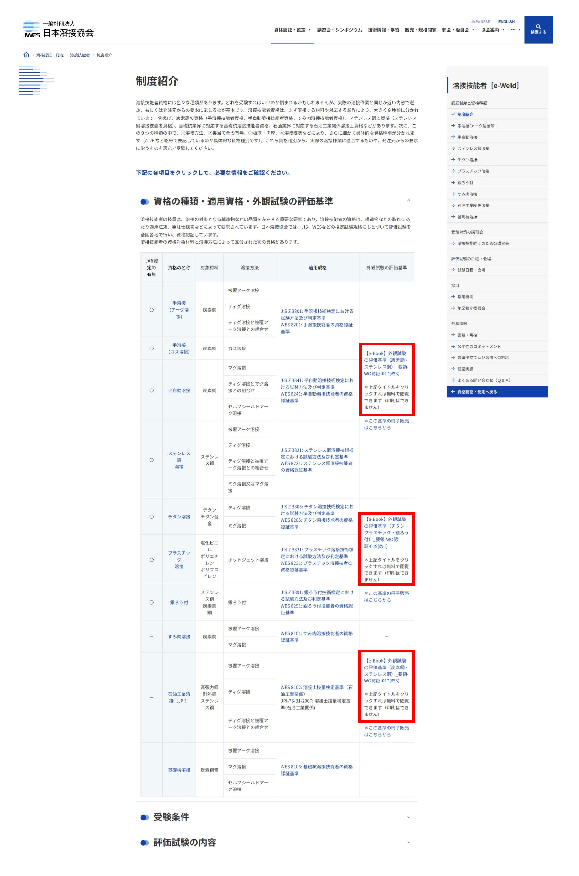 日本溶接協会公式サイト確認方法2